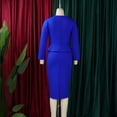 thumbnail image 5 of AURA Womens Elegant Knit Pencil Midi Dress Crew Neck Long Sleeve High Waist Solid Textured Floral, 5 of 10
