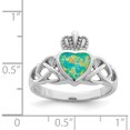 thumbnail image 5 of Sterling Silver Lab Created Opal Celtic Knot Crown Ring (Size 7) Made In China qr6901-7, 5 of 5