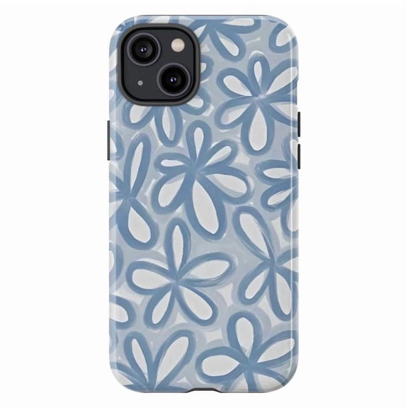 Blue Daisy Flower Phone Case, Groovy Floral iPhone Cover | Cute Aesthetic Retro 70s Case for iPhone 11 12 13 14 15 16 Pro Max