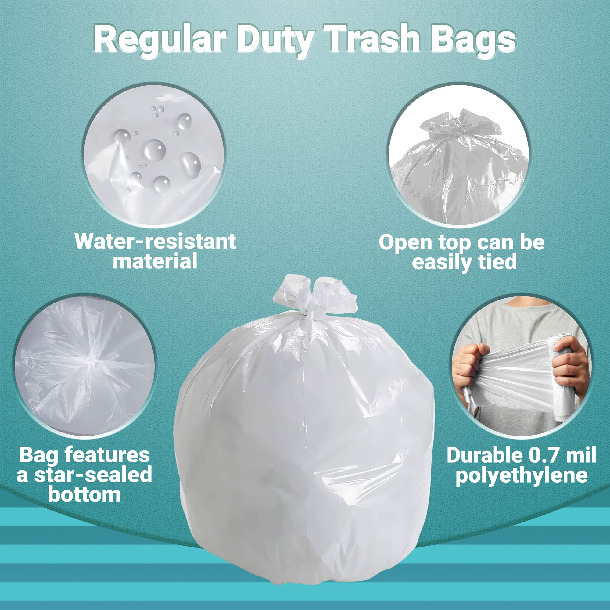 Garbage Bags High Density Plastic Clear 100 count 43 x 47 in 56 gallon Regular Duty