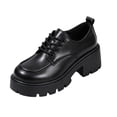thumbnail image 3 of Willtoo Womens British‑Inspired Lace‑Up Walking Shoes Round‑Toe Chunky Lug‑Sole Low‑Top Block‑Heel Fashion Footwear for Daily Wear, 3 of 6