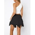 thumbnail image 5 of Women Low Rise Lace Y2k Pleated Ruffle Short Skirt Flowy Asymmetrical Underskirt Fairy Half Slip Skirts Black L, 5 of 6