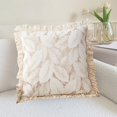 thumbnail image 4 of Linen Fabric Cushion 17.72x17.72in - Summer Cotton Woven Chair Pad with Fringed Edges, Zipper Cover for Office/Dining Chair (Khaki)​, 4 of 6