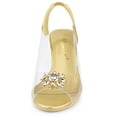 thumbnail image 2 of BLISSFUL STEP Women's Rhinestone Clear Wedges Heels Sandals Gold (Size 8), 2 of 6