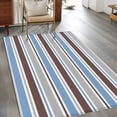 thumbnail image 2 of Area Rug for Living Room, Blue Brown Striped Non-Slip Indoor Large Carpet for Bedroom/Dining Room, Farmhouse Stripes Modern Abstract Art Washable Low-Profile Floor Mat Runner Rugs - 2.7 x 5 Ft, 2 of 8
