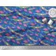 thumbnail image 3 of Soimoi Blue Cotton Duck Fabric Palm Leaves & Flamingo Bird Print Fabric by the Yard 42 Inch Wide, 3 of 3
