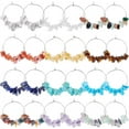 thumbnail image 2 of 24 Sets Natural Gemstone Bead Wine Glass Charms Drink Markers Tags with 12 Styles Stone Beads and Hoop Earrings for Cocktail Champagne Party Favors Decoration, 2 of 9