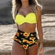 thumbnail image 5 of Gibobby Trajes de Baño para Mujer Conjunto cintura Halter Vintage alta pieza Bikini mujer traje de baño dos fruncido Retro estampado traje de baño Tankin(Amarillo,CH), 5 of 5
