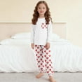 thumbnail image 4 of SERTG Kids Heart Print Homewear Set Long Sleeve Top and Pants with Pockets Unisex Spring Fall Winter Comfortable Soft Two-Piece Outfit(White,5 Years), 4 of 8