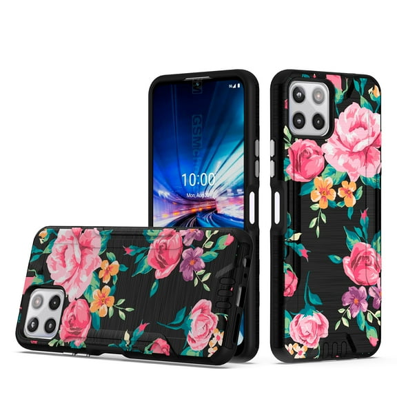 Compatible for Celero PLUS 5G 2023 / Celero 5G  Brushed Phone Cover Case   Tempered Glass - Color Flower