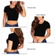 thumbnail image 5 of Top Ticfox Top de manga corta para mujer Cuello redondo Cintura cruzada Negro M, 5 of 6