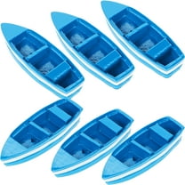CATIEBYE 6Pcs Mini Boat Decors Blue Resin Micro Landscape Boat Ornaments for Desktop Decor Beach Style