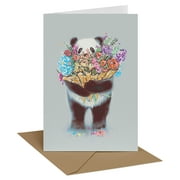 Recycled Paper Greetings Blank Thinking of You Card for Friend (Panda with Flowers)