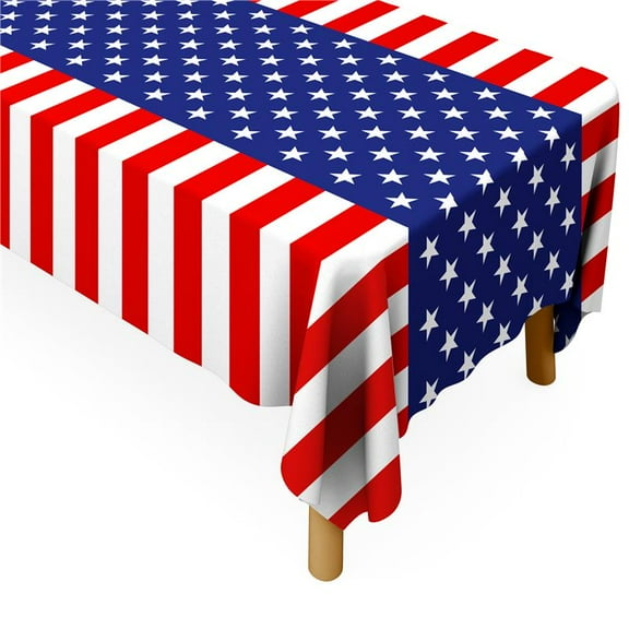 4E’s Novelty 3 Pack Patriotic Table Cloth 54” x 108", Disposable Tablecloth for 4th of July Decorations