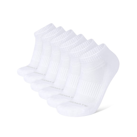CLOSEMATE Athletic Ankle Socks for Men Women Soft Cotton Cushioned Non Slip and Breathable for Running 6 Pairs(6 White, Size L)