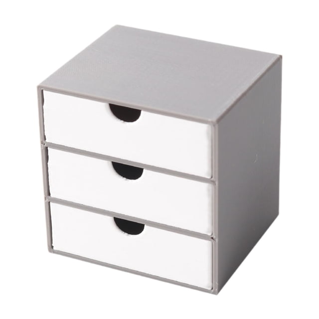 Armario para casa de muñecas a escala 1:12 con 3 cajones, accesorio decorativo para casa de muñecas, modelo de armario de almacenamiento en miniatura Cajón gris blanquecino