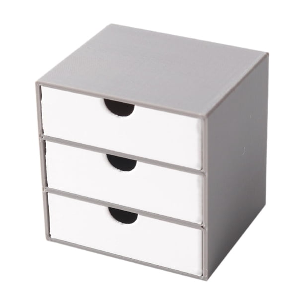 Armario para casa de muñecas a escala 1:12 con 3 cajones, decoración para sala de estar para proyectos de bricolaje. Cajón gris blanquecino