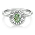 thumbnail image 2 of Gem Stone King 925 Sterling Silver Green Sapphire Ring for Women (1.03 Cttw, Oval 6X4MM, Gemstone September Birthstone, Size 8), 2 of 3