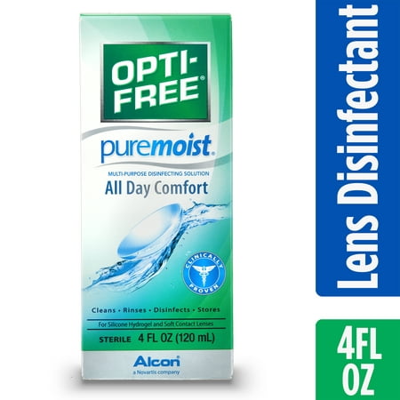 (2 pack) OPTI-FREE Puremoist Multipurpose Contact Lens Disinfecting Solution, 4 Fl.