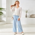 thumbnail image 6 of JUMEYU Outfits Girls Girl Clothes 2 Piece Colorblock Clothing Set Long Sleeve Tops Wide Leg Pants Sweatsuit Fall Girl Outfits Size 8-9 (Sky Blue,8-9 Years), 6 of 6