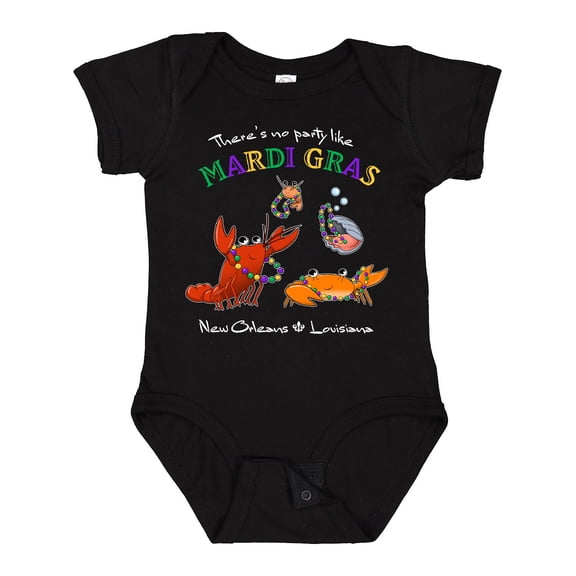 Inktastic There's No Party Like Mardi Gras With Partying Seafood Boys or Girls Baby Bodysuit