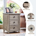 thumbnail image 6 of LELELINKY Grey Oak farmhouse 3 drawer Nightstand Rustic Bedside Table End Tables for Bedroom, Living Room, 6 of 8