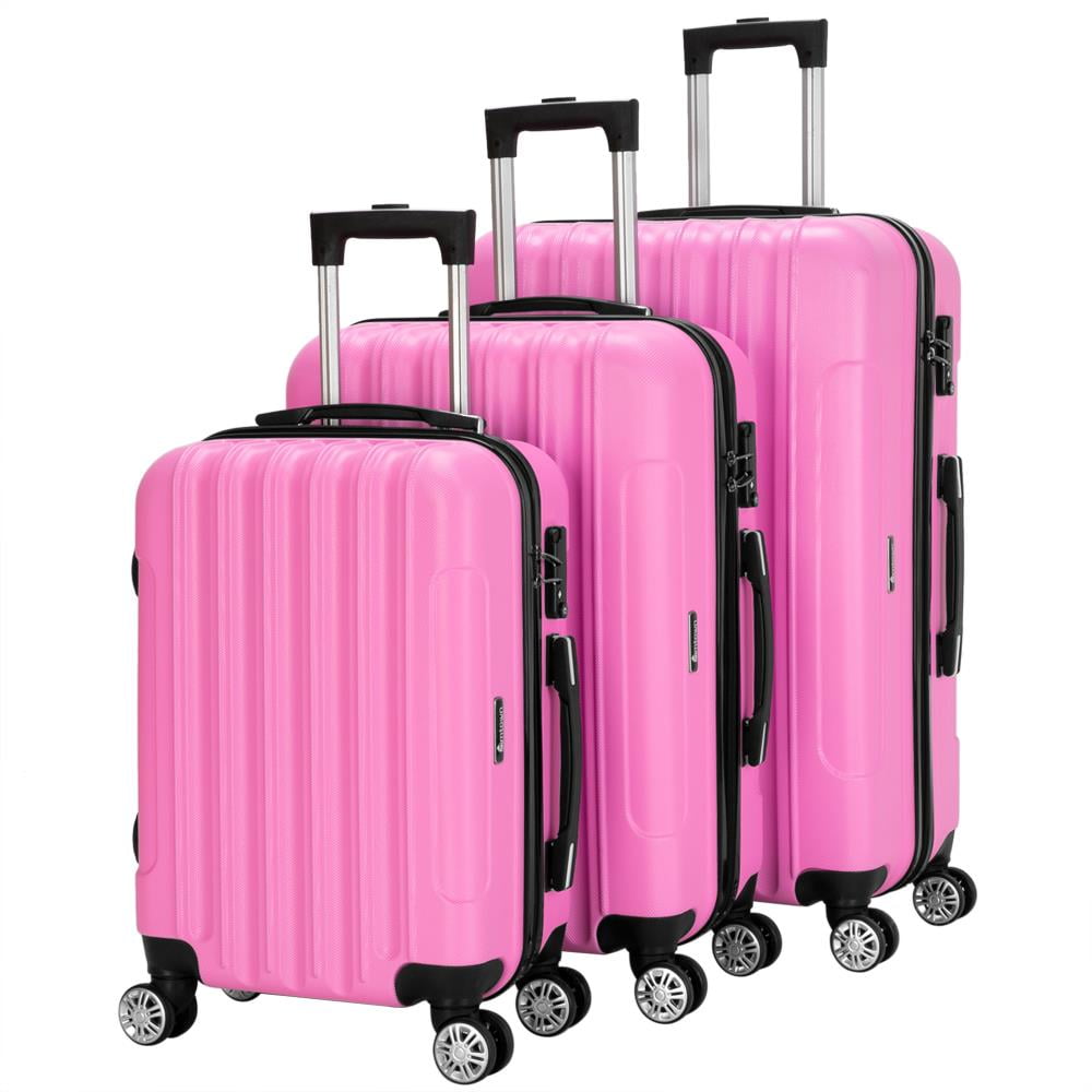 light pink hard suitcase