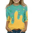 thumbnail image 2 of Drmagiyhm 3/4 Sleeve T Shirts for Girl Size 10-12 Cute Ice Cream Graphic T-Shirt Casual Fashion Crewneck Shirt Girl Beach Ice Cream Tops, Tees & Blouses Green 11-12 Years, 2 of 5