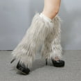 thumbnail image 4 of Leg Warmers Boot Covers Knee-High Warm Faux Wool Stretchy Comfort Winter Party Outfit Christmas Decorative Fashion Heated Warmth Leggings Footwear Covering for Office Home Use, 4 of 8