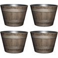 thumbnail image 4 of Flower Pots 20.5", Classic Whiskey Planters (4 Pack), Oak Brown Resin Garden Pots - UV Coated, Durable, Lightweight, with Drainage Holes for Outdoor Use, 4 of 4