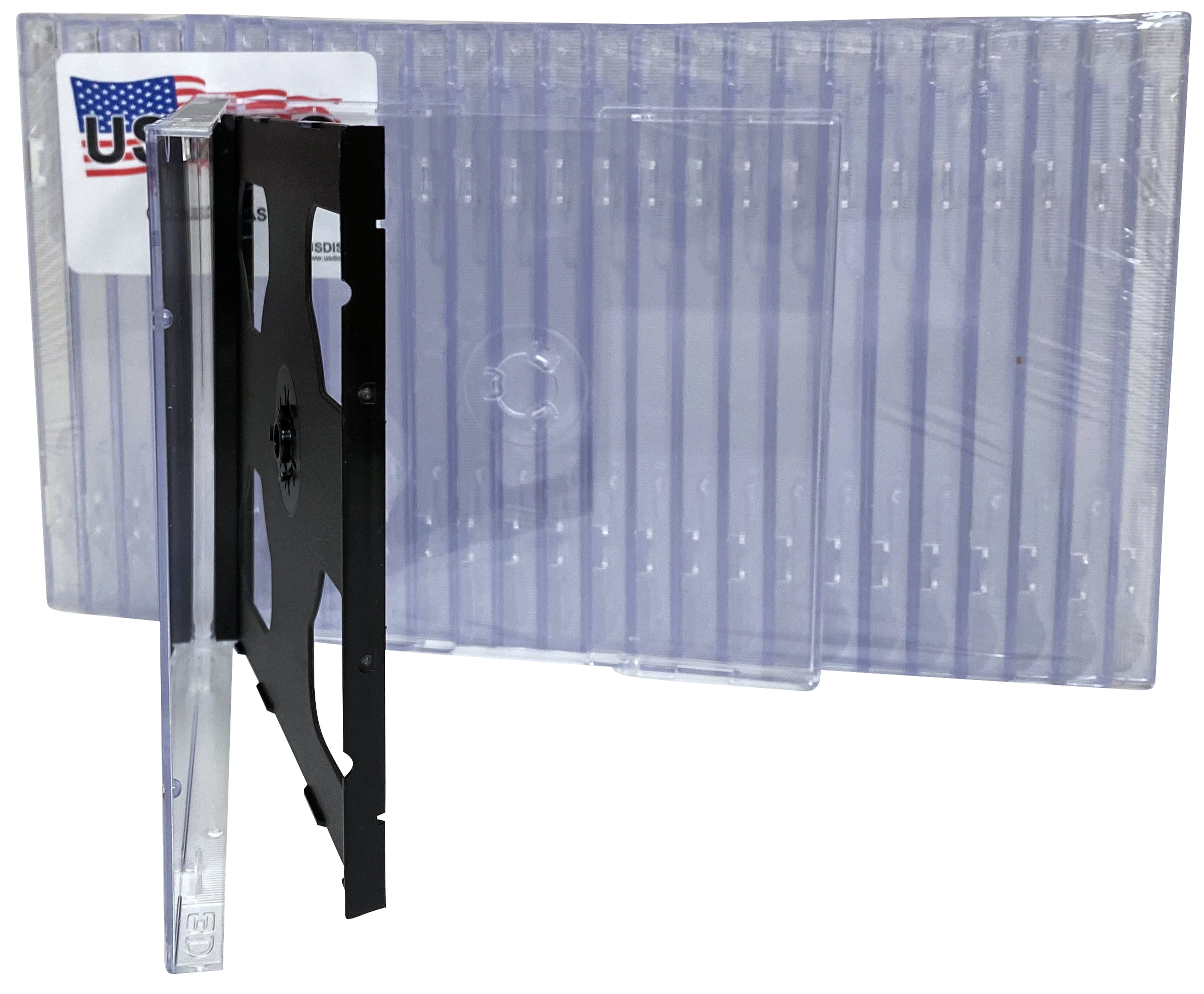 USDISC CD Jewel Cases Standard 10.4mm, Triple 3 Disc, Black, Pack Of 10