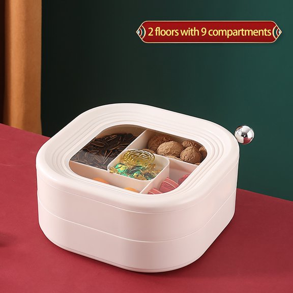 White Home Nut and Candy Serving Tray,Christmas Fruit Bowl Plastic Platters Food Storage Container,8-Compartment Appetizer Tray for Nuts,Dried Fruit,Snacks,Candies