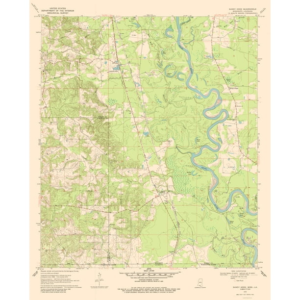 Topo Map Sandy Hook Mississippi Quad USGS 1970 23.00 x 28.61