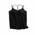 thumbnail image 4 of Fanxing Womens Chiffon Camisole Tops for Women Built in Bra Criss Cross Tank Tops Black,S, 4 of 5