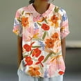thumbnail image 2 of YDLCAFD T-Shirt Été Élégant Col Rond en Lin Imprimé Ample Vintage Décontracté, 2 of 4