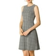 thumbnail image 1 of INSPIRAR CHIC Vestidos sin mangas de corte ajustado y acampanado de cuadros de Houndstooth por encima de la rodilla M Blanco Negro, 1 of 8