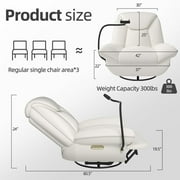 Oversized Power Recliner Chair with Voice Control, Swivel Glider and Bluetooth Speakers, White