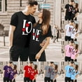 thumbnail image 1 of T-shirts Assortis pour Couples de la Saint-Valentin à Imprimé de Lettres, Col Rond, Mode, Confortables, Coupe Ample, T-Shirt Décontracté Léger, Tunique, Haut Confortable et Doux, Chemisiers pour Lui et Elle, Vêtements de Vacances, Rouge, TG, 1 of 6