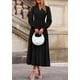 thumbnail image 5 of Vestido PRETTYGARDEN Maxi Negro de Manga Larga con Escote en V XL, 5 of 8