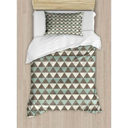 Geometric Duvet Cover Set Triangles Pattern Diagonal Blanket