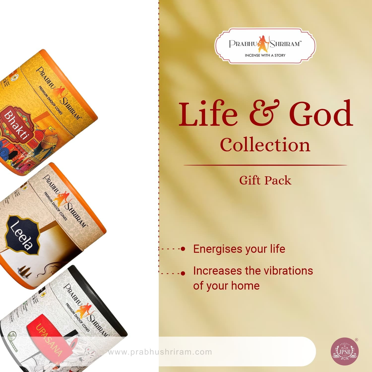 JPSR Prabhu Shriram Life & God Collection Luxury Incense Cone Gift Box – Set of 3