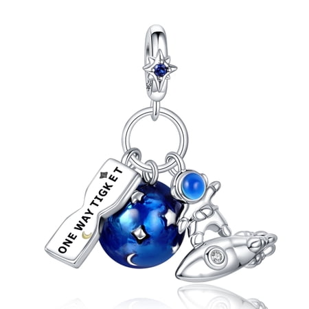 925 Sterling Silver Charm for Bracelets Astronaut Planet Pendant Charm Women Bracelet Charm