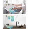 thumbnail image 5 of Teal Blue Ombre Coastal Kitchen Dish Towels for Drying Dishes Set of 4, Sea Nautical Summer Beach Starfish Coral Waffle Weave Microfiber Hand Tea Bathroom Towels Quick Dry & Absorbent Towel 12x12, 5 of 7