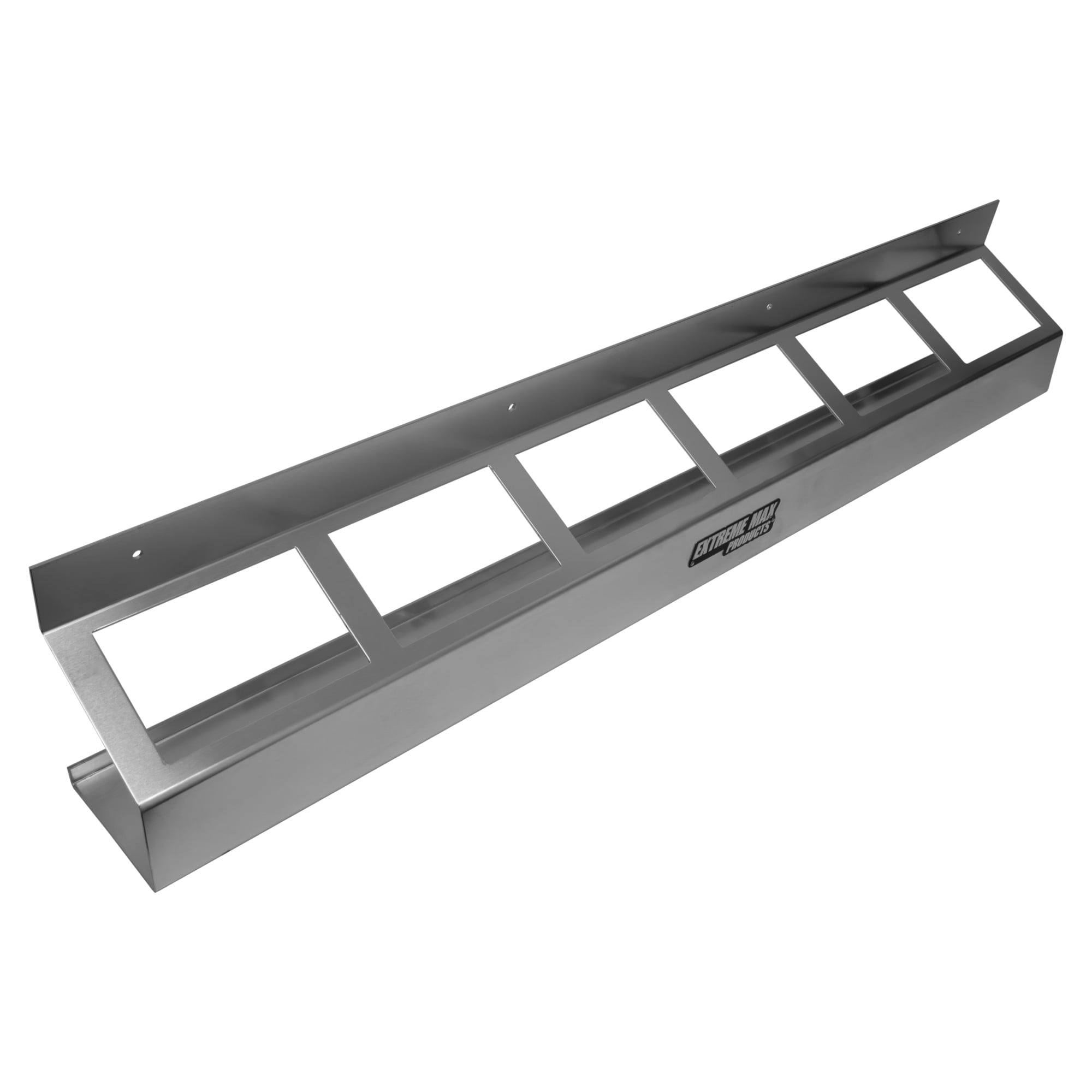Extreme Max 5001.6475 Wall-Mount Aluminum 6-Quart Oil Jug Rack Holder for Race Trailer, Garage, Shop, Enclosed Trailer, Toy Hauler - Silver