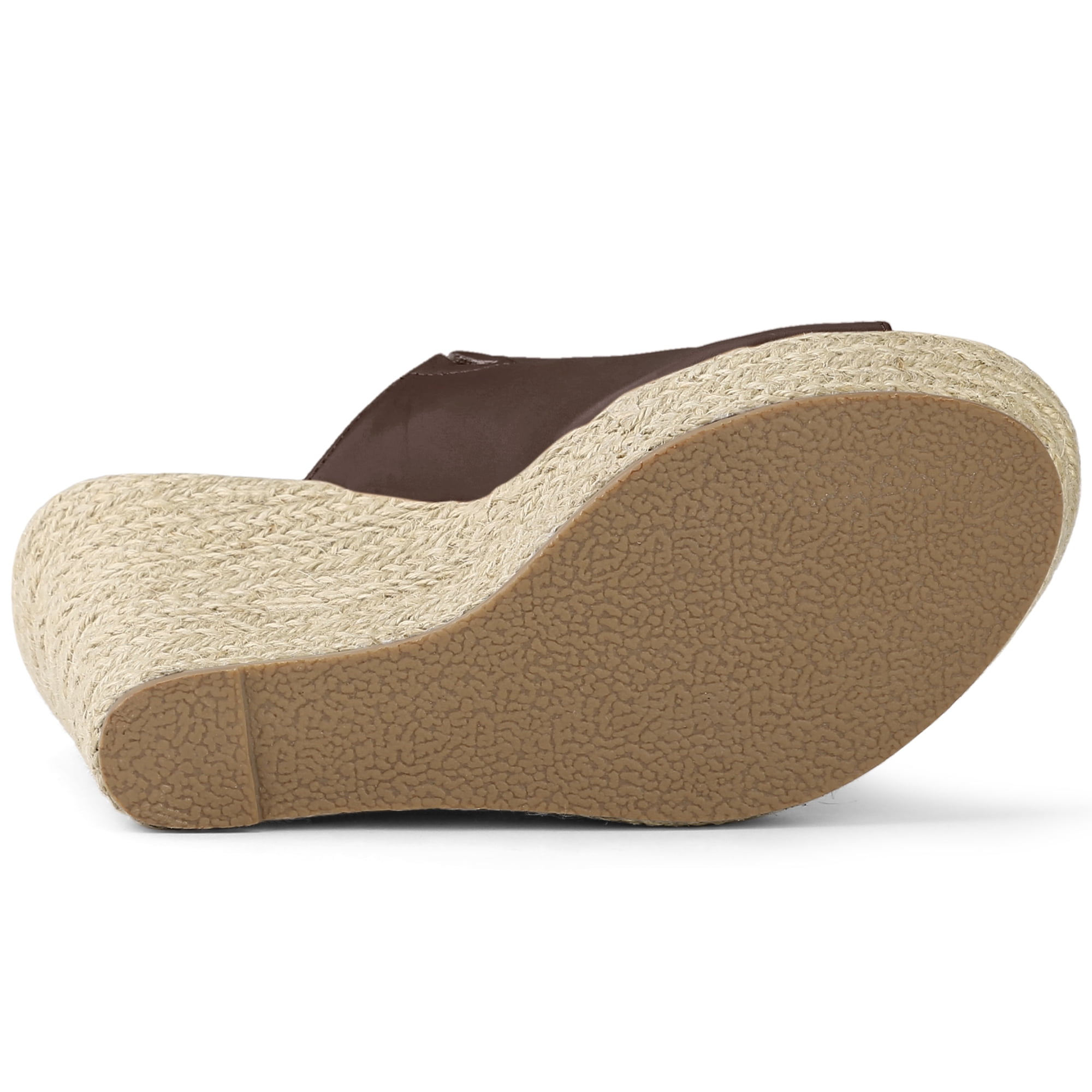 DARING DIVA Women's Slip on Platform Sandals Espadrilles Wedges Slides Mules Coffee 10