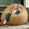thumbnail image 6 of Jaxx 6-Foot Giant Bean Bag Chair, Convertible 2-in-1 Chair & Bed for Adults, Microsuede Camel, 6 of 10