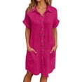 thumbnail image 2 of Lkhaha Womens Swimsuit Coverup Shirt Mini Dress&nbsp;Solid Button Down Bathing Suit Cover Up Summer Beach Bathing Suit Red L, 2 of 6