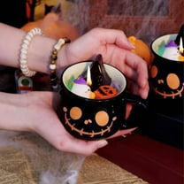 HomeKingdee Halloween Candle,Witch Cauldron Candles with Ghost,Pumpkin Scented Candle for Spooky Halloween Decor,Gothic Witch Décor Decorations
