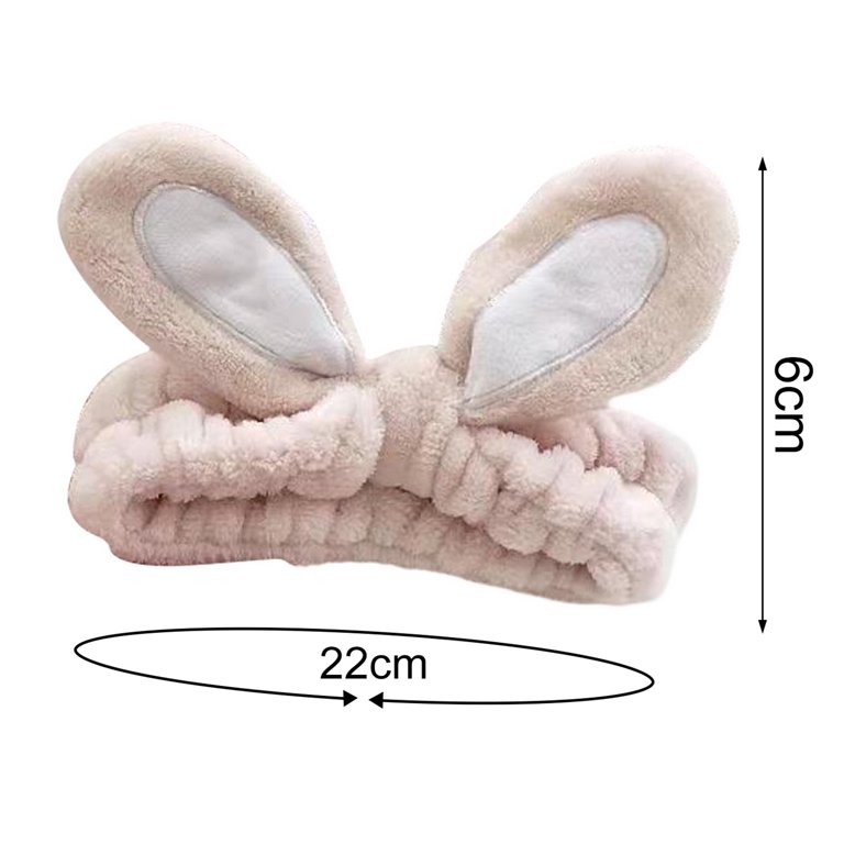 VEAREAR Wide High Elasticity Non-Slip Fluffy Makeup Headband Women Coral  Fleece Rabbit Ears Hair Band Hair Accessories 