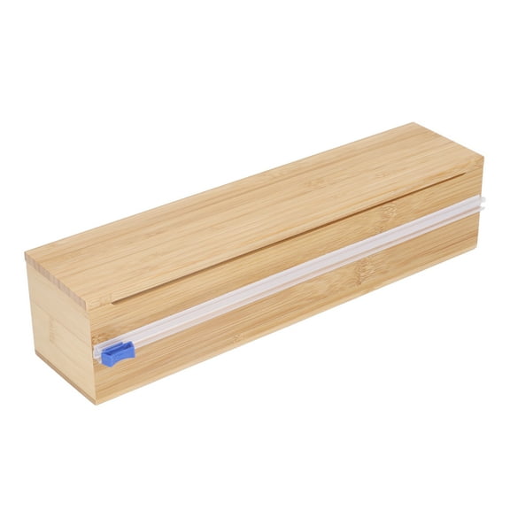 Durable Bamboo Plastic Wrap Dispenser with 1 Slot and Safe Cutter for Aluminum Foil and Wax Paper